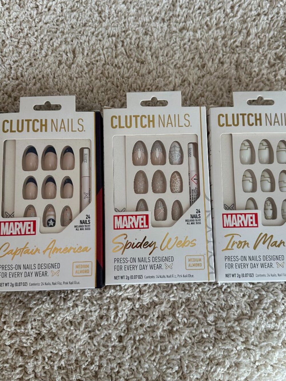 Clutch Nails x Marvel - Capt American Spiderman Iron Man Press-on Nails - 3-SET